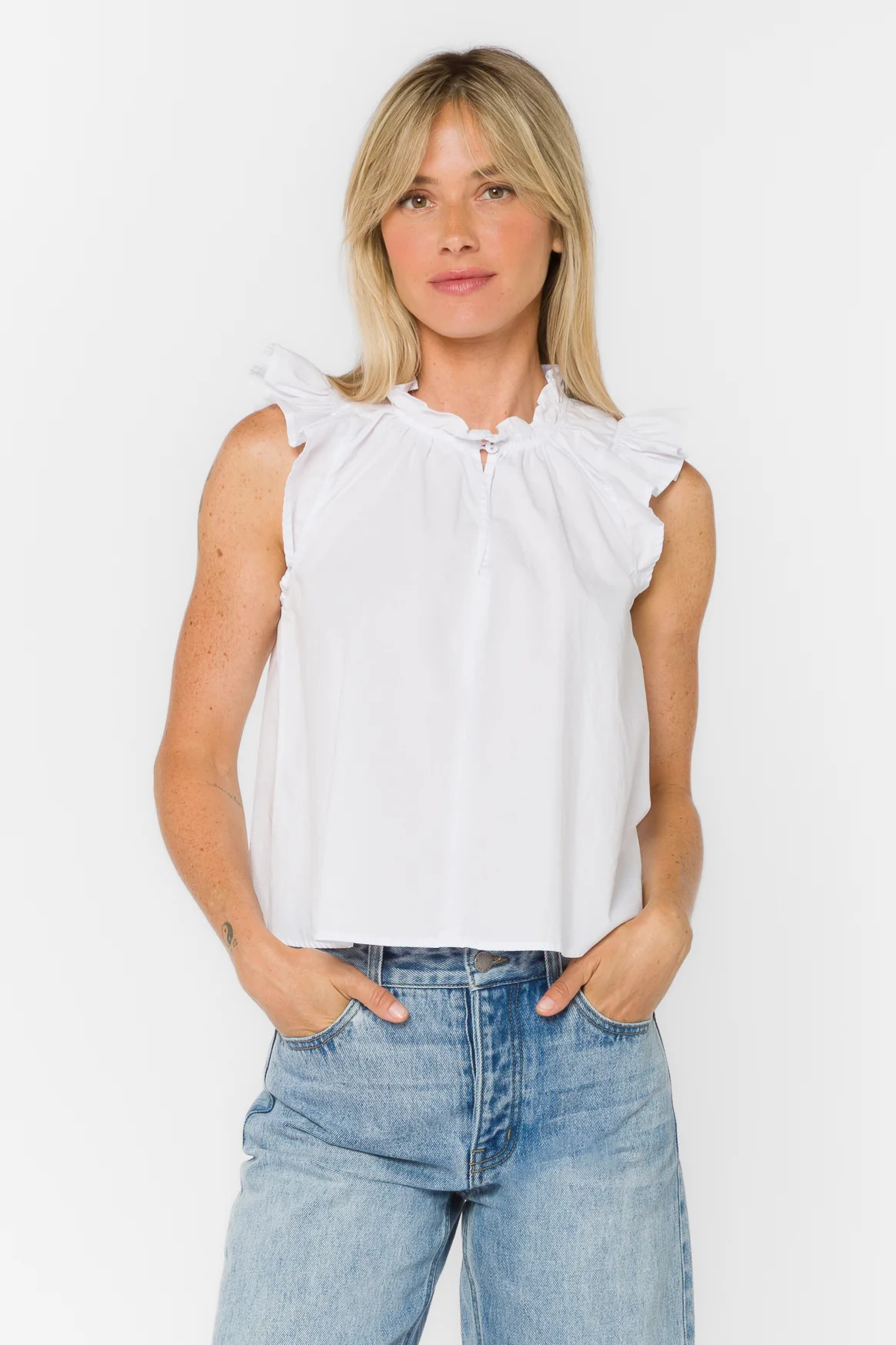Nazira Optic White Top | Velvet Heart Clothing