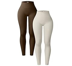 OQQ Women's 2 Piece Yoga Leggings Ribbed Seamless Workout High Waist Athletic Pants | Amazon (US)
