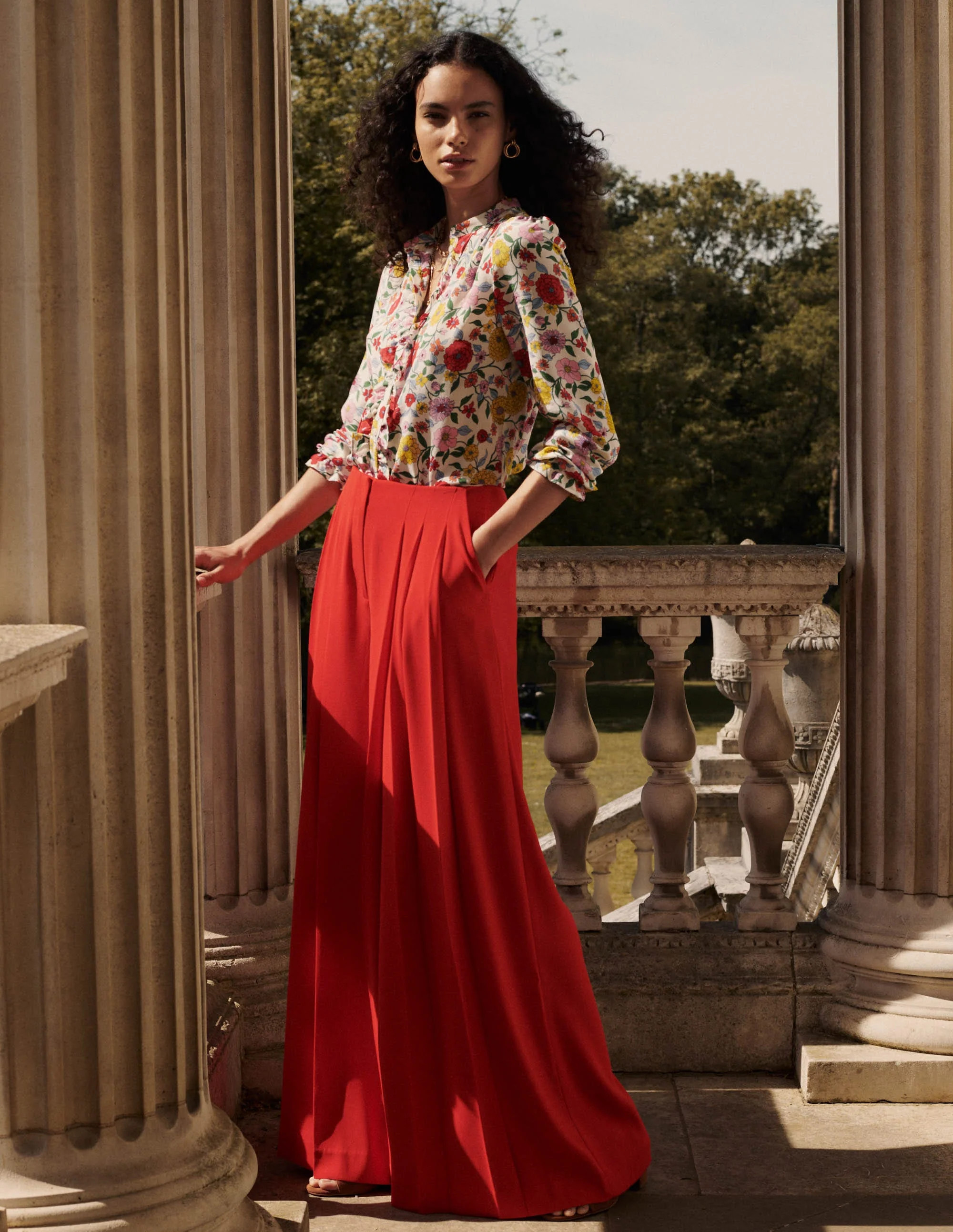 Regent Wide Leg Pants-Poppy Red | Boden (US)