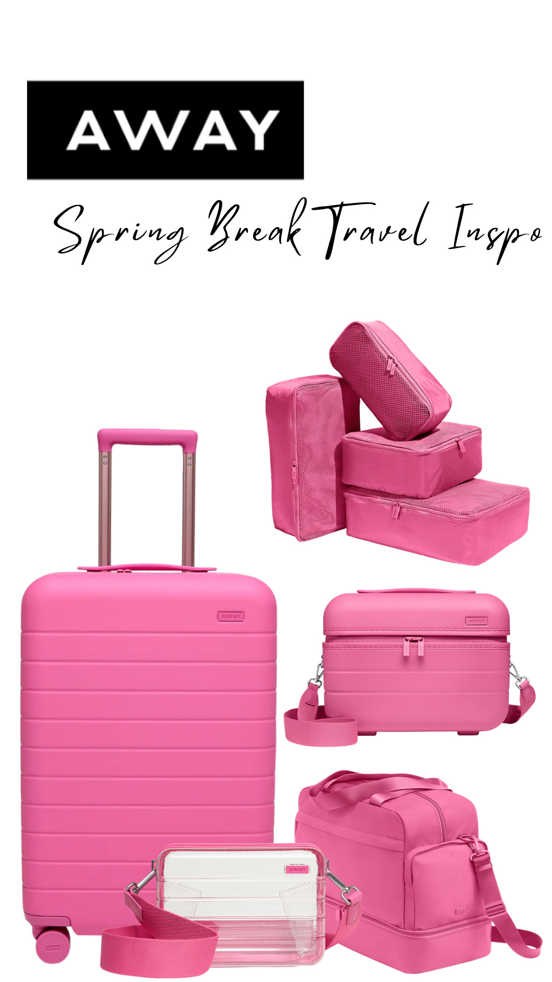 Away travel essentials for spring break ✈️ I'm in love with the 🩷
Sleek luggage and matching travel accessories designed to keep packing organized and easy. 

#LTKtravel
#AwayTravel
#TravelInspo
#SpringBreak
#Luggage
#TravelEssentials
#VacationStyle 

 #LTKU #LTKTravel