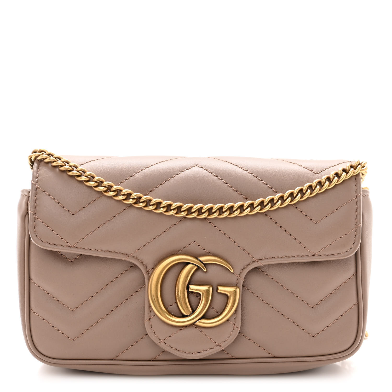 Calfskin Matelasse Super Mini GG Marmont Shoulder Bag Porcelain Rose | FASHIONPHILE (US)