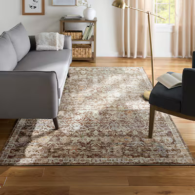 allen + roth 8 x 10 (ft) Loomed Polyester Brown-multi Rectangular Indoor Area rug | Lowe's