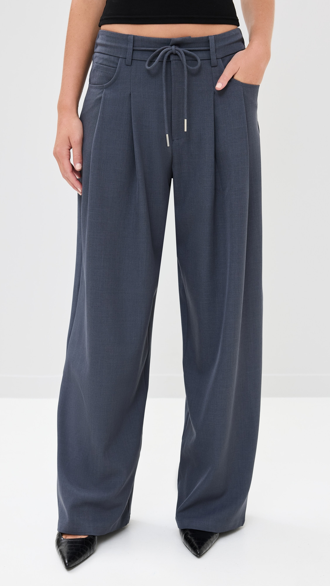 Lioness Slouch Tie Up Pants Slate XL | Shopbop
