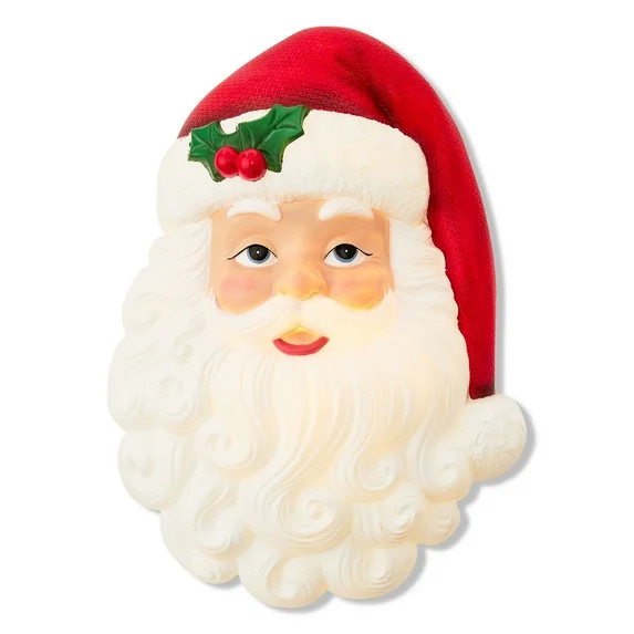 Lighted Blow Mold Santa Hanging Christmas Decoration, Red and White, 16", by Holiday Time | Walmart (US)