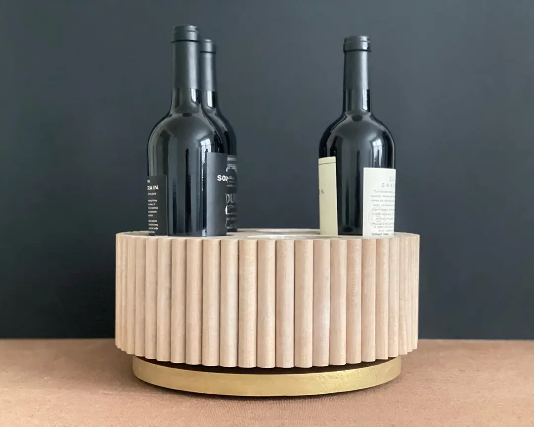 Handcrafted Wooden Wine Rack: Rotating 5-Bottle Carousel | Etsy (US)