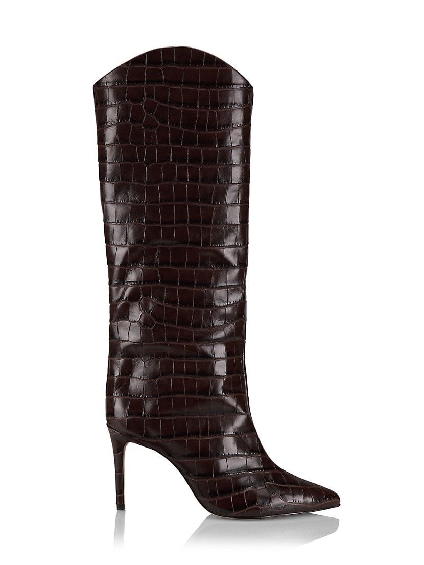 Maryana Croc-Embossed Leather Knee-High Boots | Saks Fifth Avenue