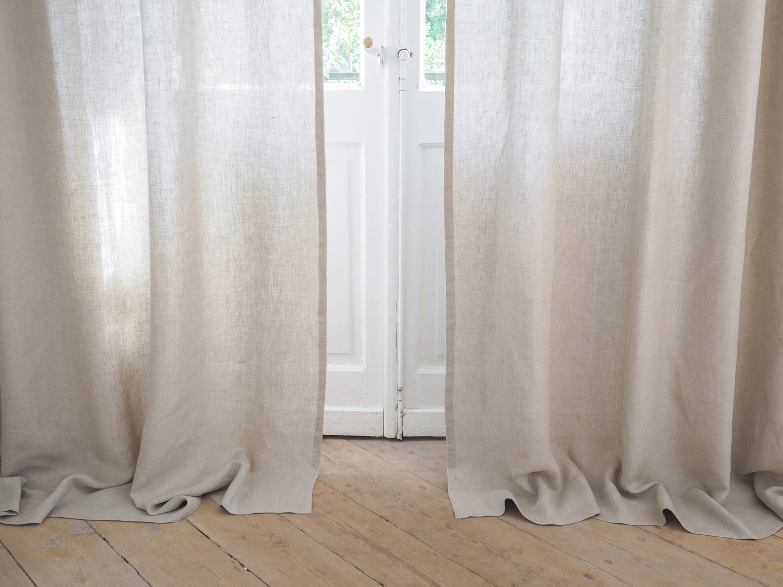 Natural Linen Curtain Tie Top Made of MEDIUM LINEN 160 G/2 / Linen Drapes / Tie Top Curtain Panel... | Etsy (US)