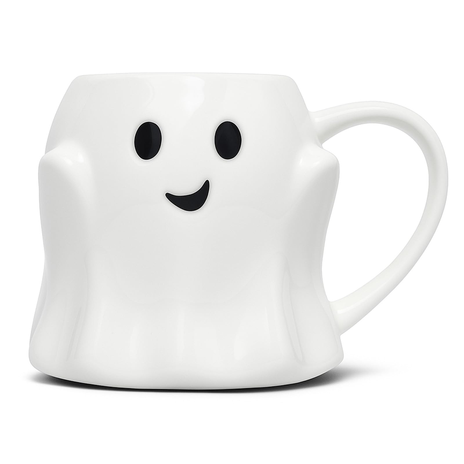 14 oz Halloween Ghost Coffee Mug – Cute Ceramic Cup with Smiling Face, White Ghostface Shaped T... | Amazon (US)
