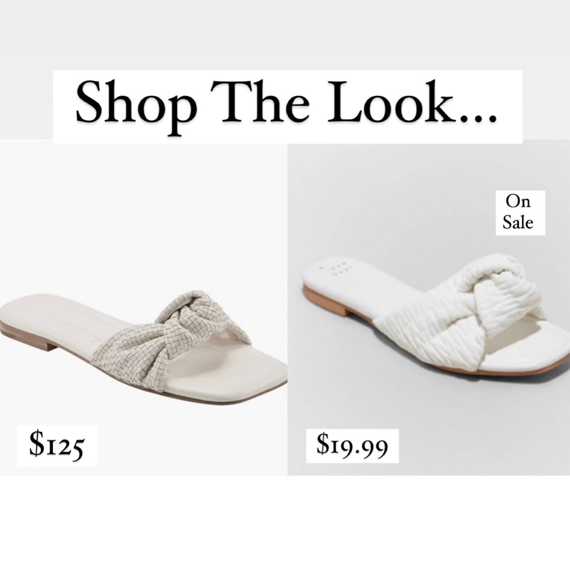 Shop the look Marc Fisher knot sandals
Look for less
Target sandals 
White
Bone
Ivory
Affordable 
Target style 
Target finds 
Flats
SALE
Mother’s Day 

#LTKsalealert #LTKGiftGuide #LTKshoecrush