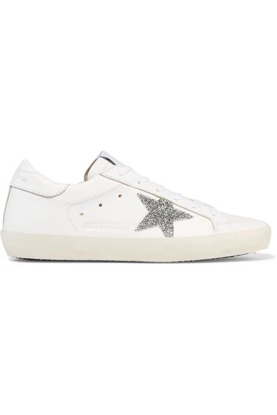 Golden Goose Deluxe Brand - Super Star Swarovski Crystal-embellished Leather Sneakers - White | NET-A-PORTER (US)