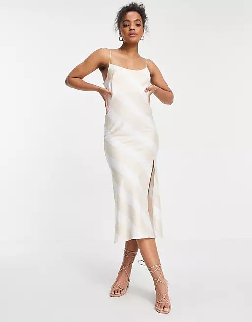 ASOS DESIGN cami maxi dress in beige stripe print | ASOS | ASOS (Global)