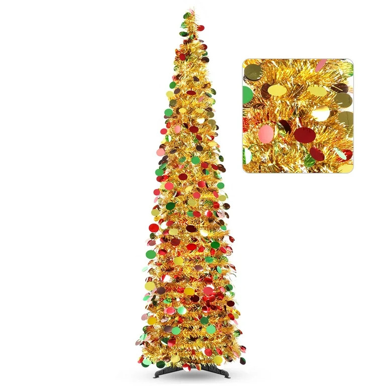 Ayieyill 5ft Pop up Christmas Tree,Color Artificial Pencil Tinsel Xmas Trees for Christmas Indoor... | Walmart (US)