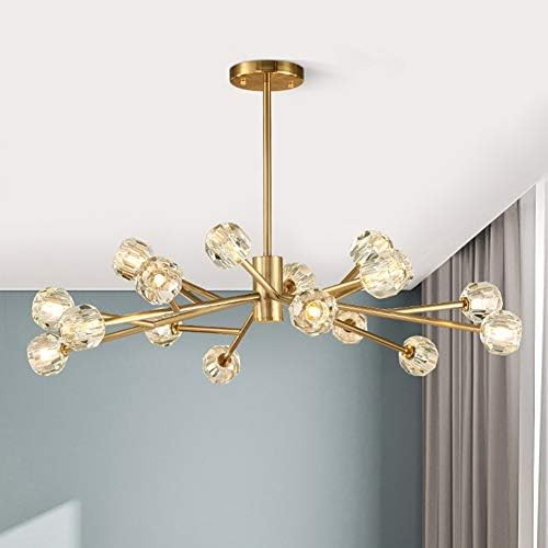 Healer 18 Lights Crystal Chandelier Ceiling Light Fixture Flush Mount Brush Brass Finish, Modern ... | Amazon (US)