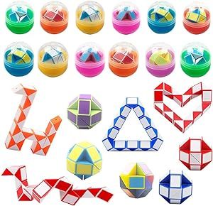 Anditoy 12 Pack Mini Snake Cube in Plastic Easter Eggs Puzzle Toys for Kids Girls Boys Easter Bas... | Amazon (US)
