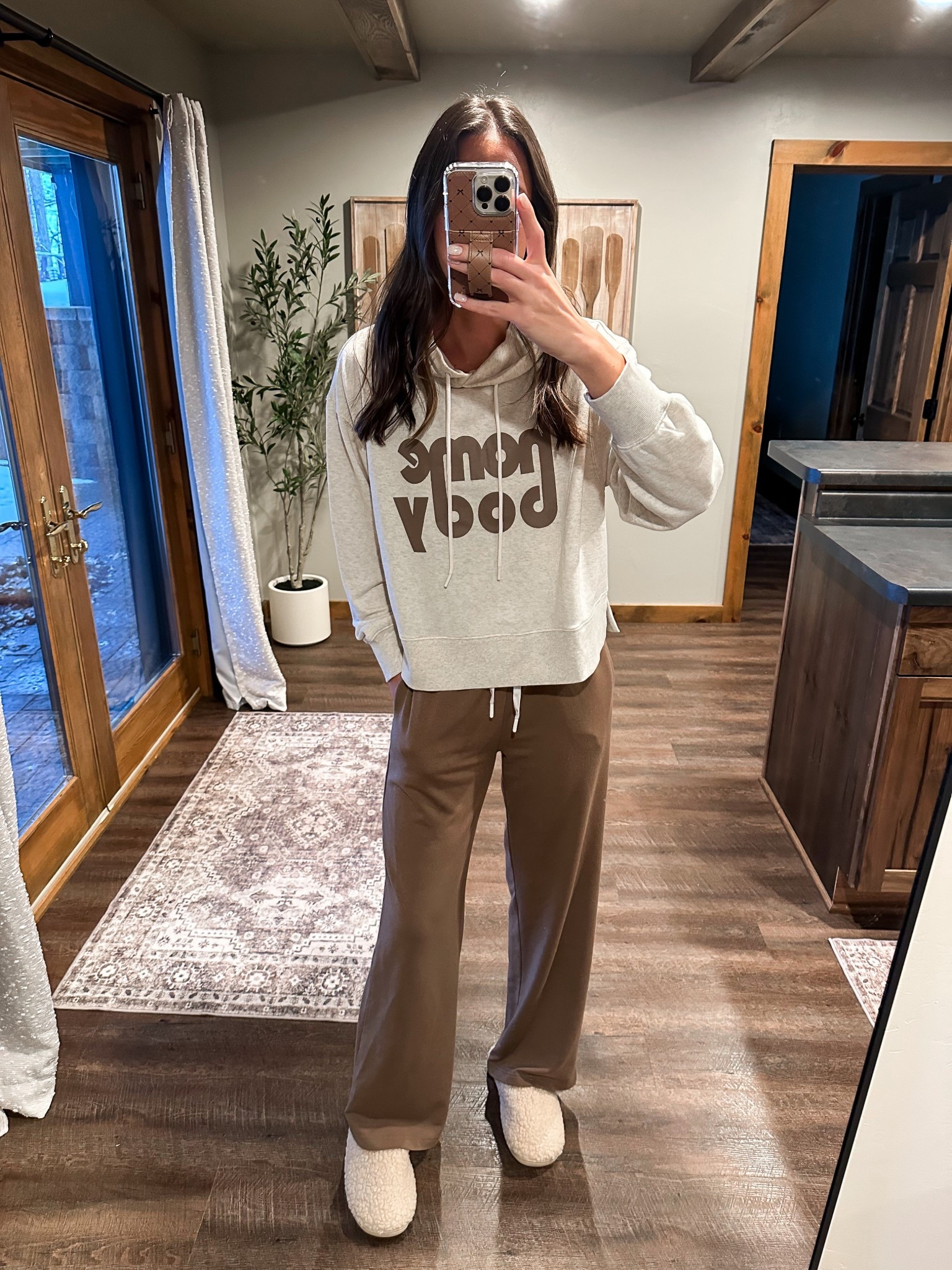 The perfect outfit for a cozy winter day at the cabin. 

Top - medium 
Pants - medium 