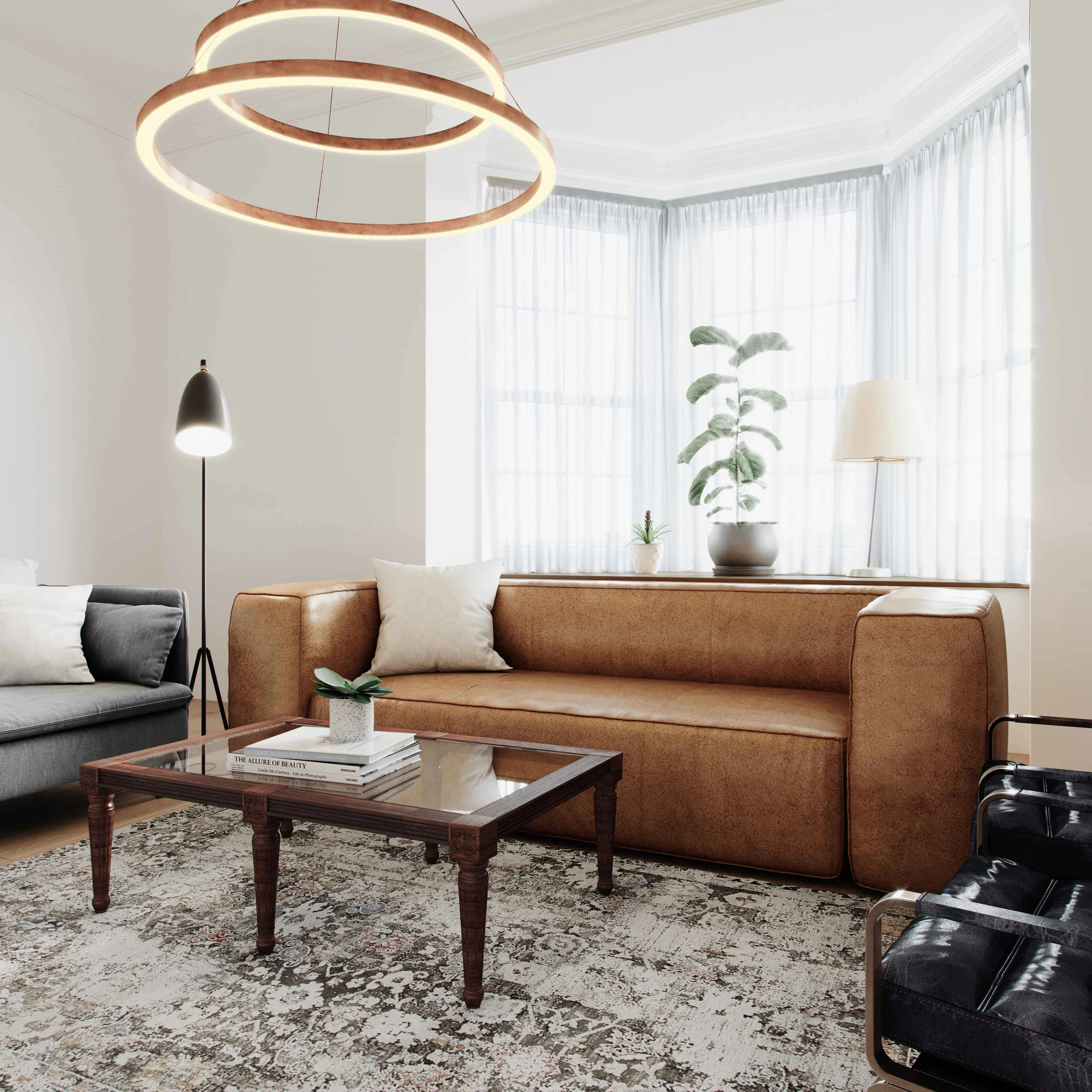 Aurora Modern Brown Blended Leather Sofa - 89.8"W x 38.2"D x 27.2"H | Bed Bath & Beyond