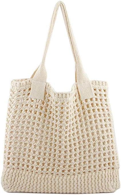 ENBEI Women's Beach Tote Bag, Crochet Knit Hollow Design, Stylish Tote for Beach,Travel and Every... | Amazon (US)