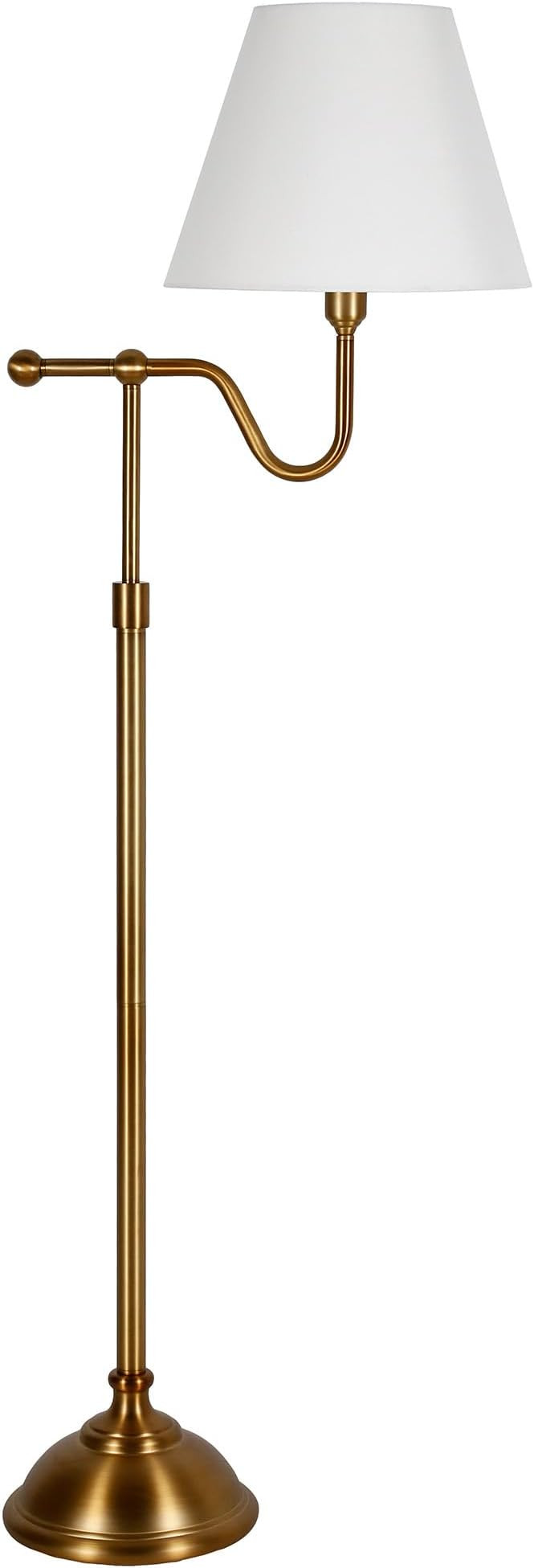Wellesley 63" Tall Floor Lamp with Fabric Shade in Brass/White | Amazon (US)