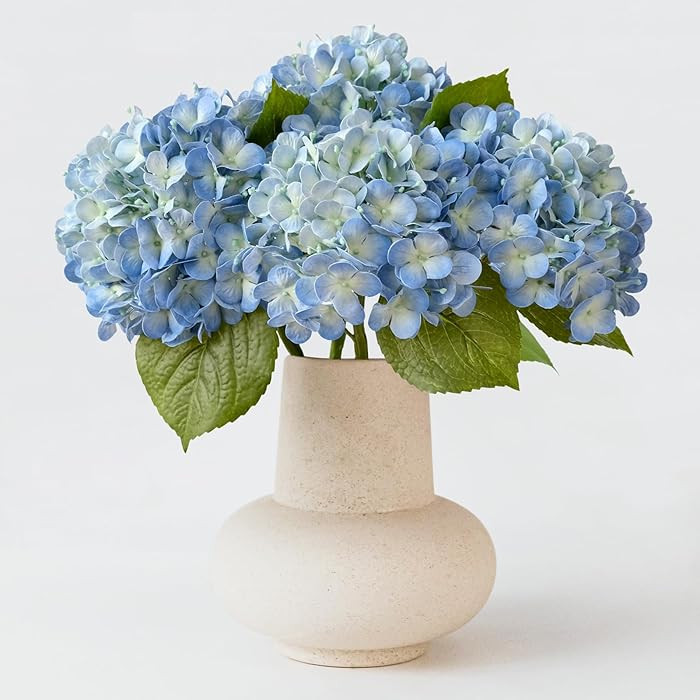 20in 4PCS Faux Blue Hydrangea Artificial Flowers Lifelike Latex Hydrangeas Faux Flower Heads Real... | Amazon (US)