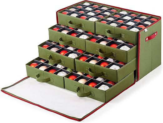ZOBER Premium Large Christmas Ornament Storage Box, with Side Open, Drawer Style Trays - 3" Compa... | Amazon (US)