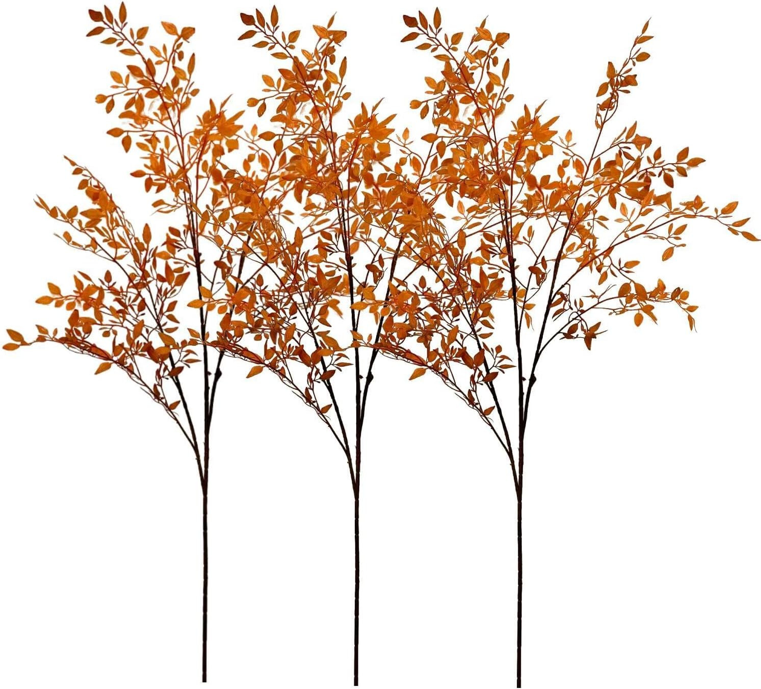 3 PCS Artificial Branches 43.3inches Fall Artificial Bamboo Leaves Fake Faux Plastic Tall Stem Autumn Plants for Indoor Outdoor Table Centerpiece Fireplace Halloween Home Decor | Amazon (US)