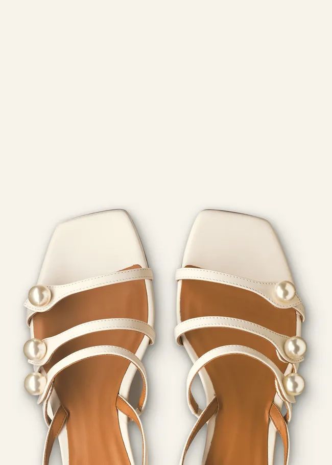 Pearl Detail Nappa Kitten Sandal | ME+EM US