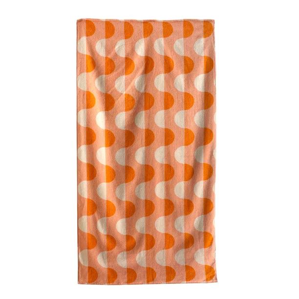 Mainstays Velour Beach Towel, Squiggly Geo,Orange , 28x60 | Walmart (US)