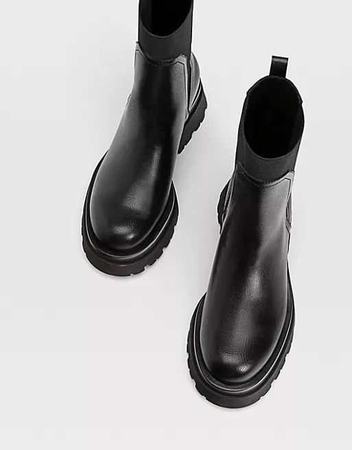 Stradivarius pull on chelsea boots in black | ASOS (Global)