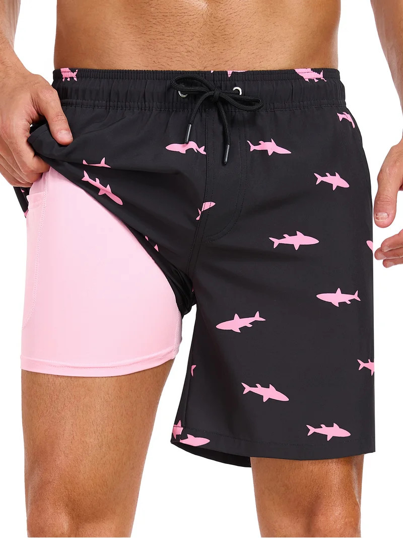DAKIMOE Mens Swim Trunks with Compression Liner Quick Dry Board Shorts Beach Sports Short for Men... | Walmart (US)