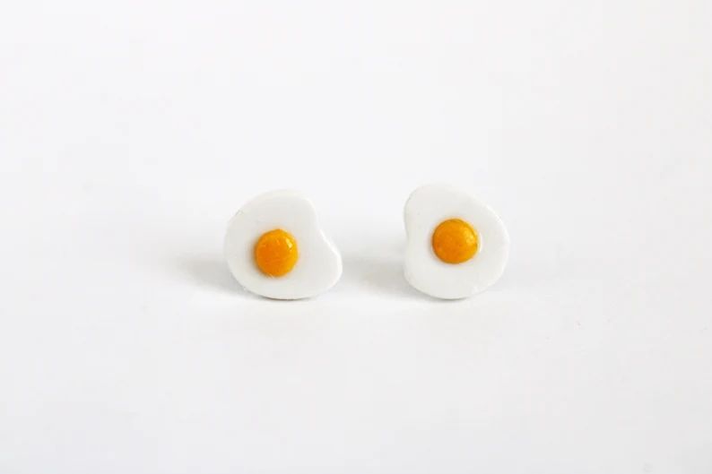 Egg Stud Earrings, Miniature Food, Polymer Clay Charms, Food Earrings, Fried Egg Earrings, Food J... | Etsy (US)