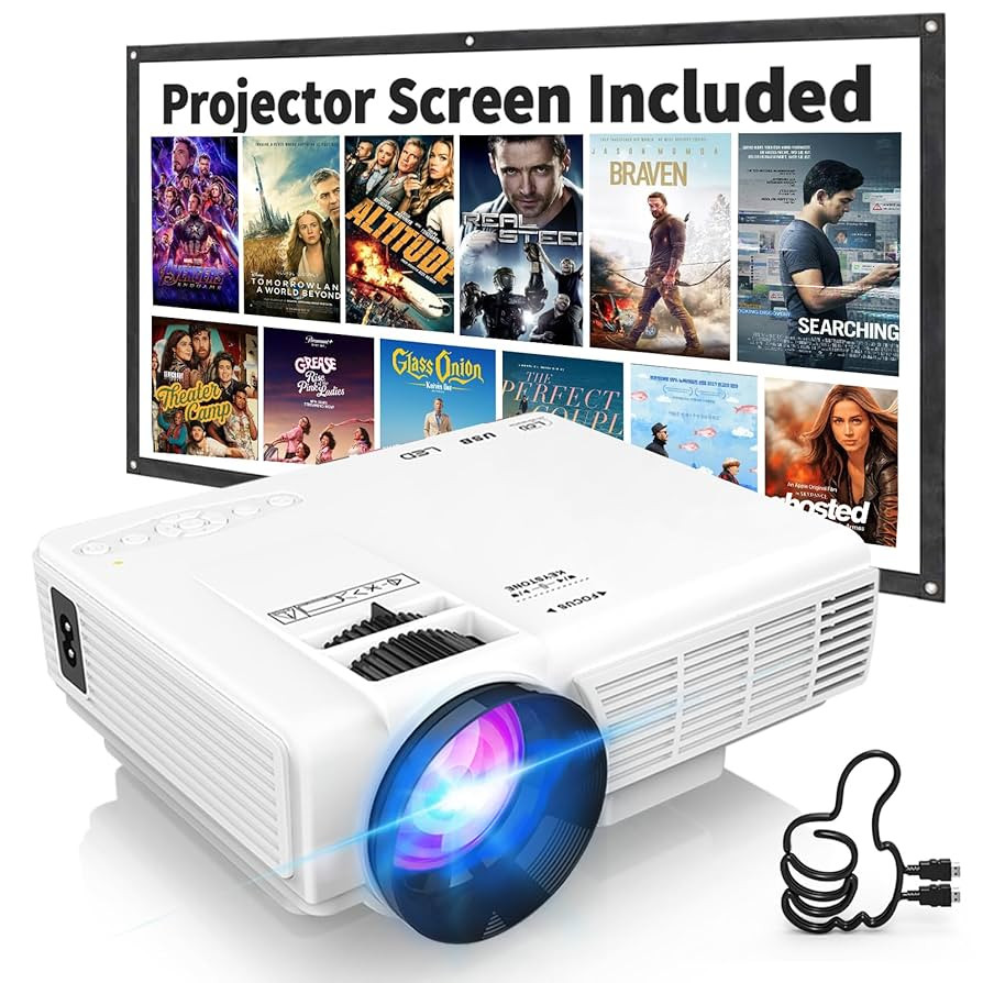Projector with Two-way Bluetooth, Mini Projector with Projector Screen, Full HD 1080P Portable Vi... | Amazon (US)