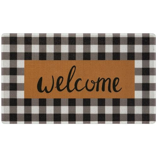 UINI Welcome Mat Outdoor Indoor Door Mats, Heavy Duty Buffalo Plaid Welcome Front Door Mat, Non Slip Durable Entrance Rugs for Outside Entry, Porch, Resist Dirt, 17"x 30" | Amazon (US)