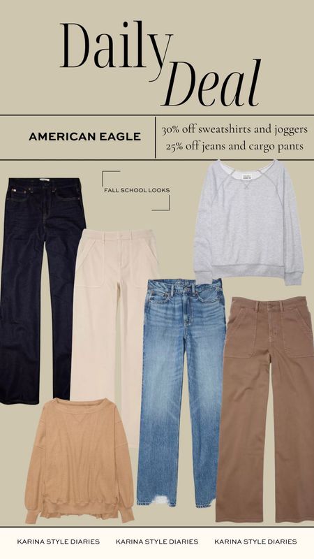 Cargos, jeans and sweats on sale at AE 
Great for teen fall school wear

#LTKSale