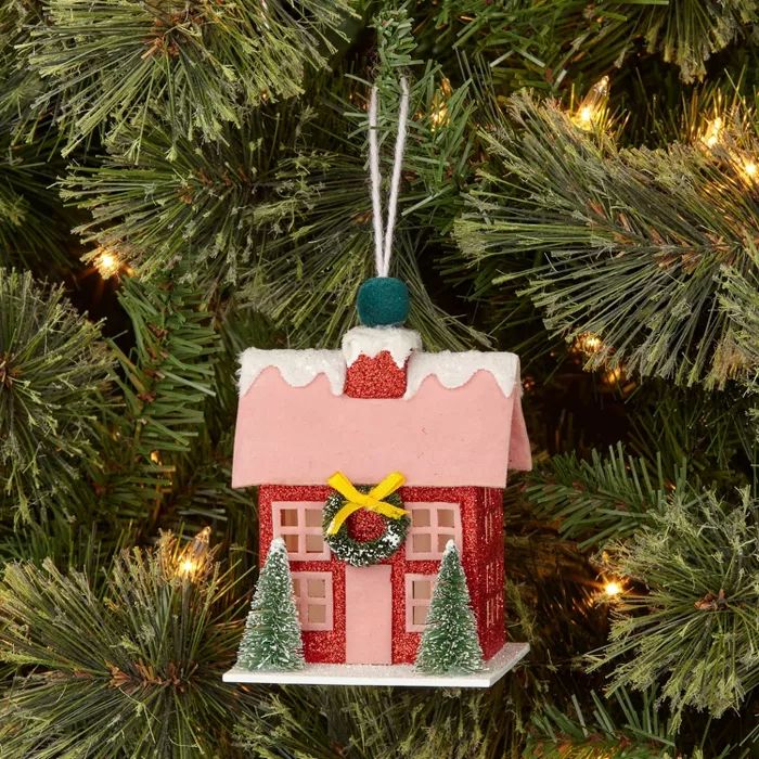 Paper Sparkle A-Frame House Christmas Tree Ornament Pink - Wondershop™ | Target