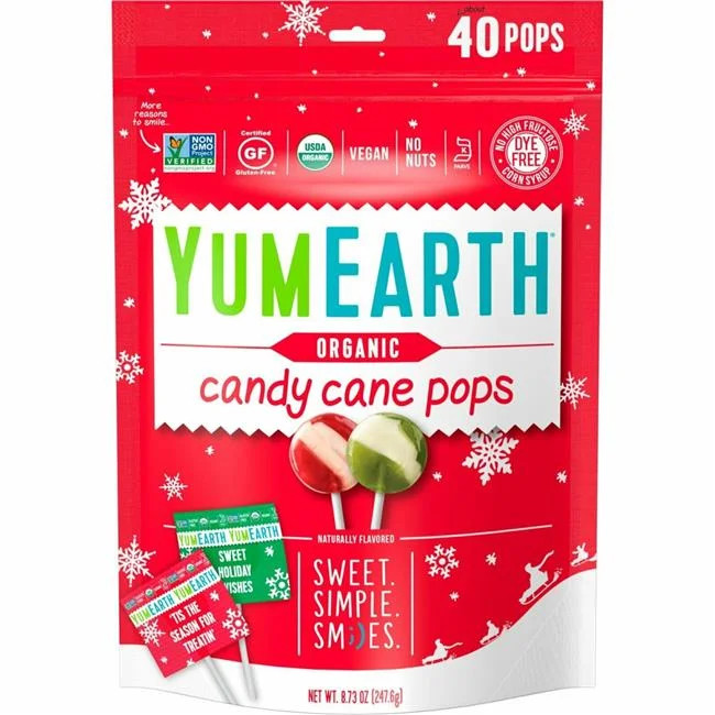 Yumearth  Organic Candy Cane Pops, Wild Peppermint | Walmart (US)