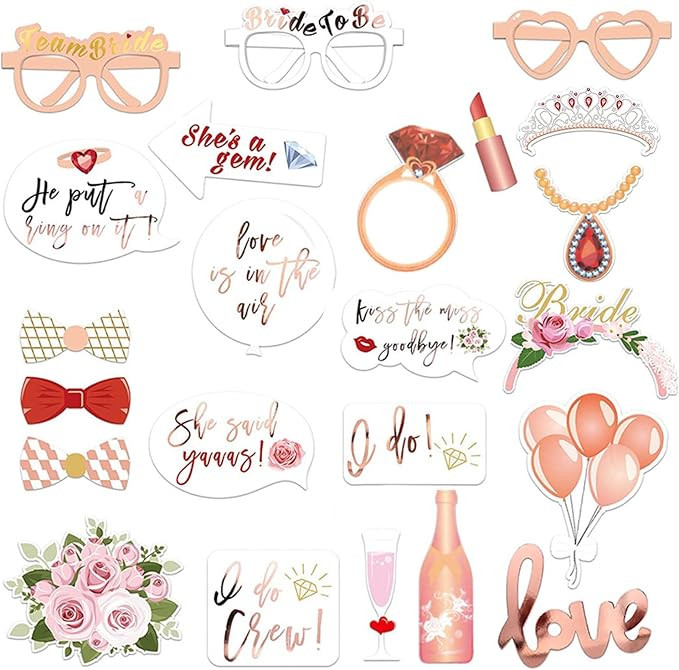Thyonta 23Pcs Hen Party Photo Booth Props - Hen Party Decoration Accessories Wedding Bachelorette... | Amazon (UK)