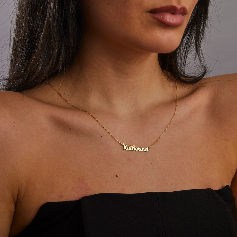 14K Solid Gold Necklace, Personalized Name Necklace, Name Necklace Gold, Custom Name Necklace, Mo... | Etsy (US)