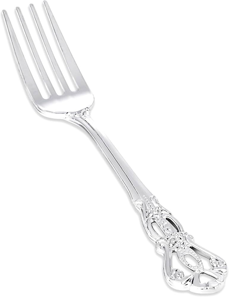 30PCS Silver Plastic Forks - 8.1inch Silver Forks Disposable - Vintage Heavy Duty Dessert Forks -... | Amazon (US)