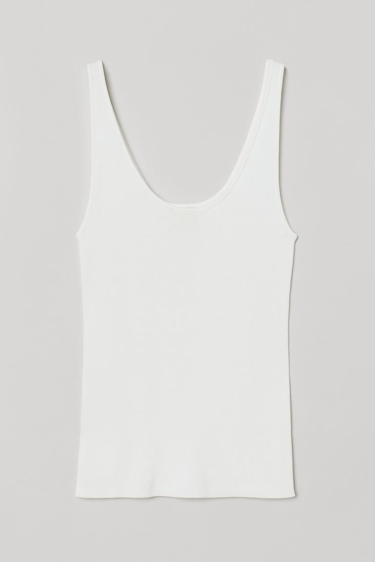 Fitted, low-cut vest top in a knitted viscose blend with deep armholes. | H&M (UK, MY, IN, SG, PH, TW, HK)