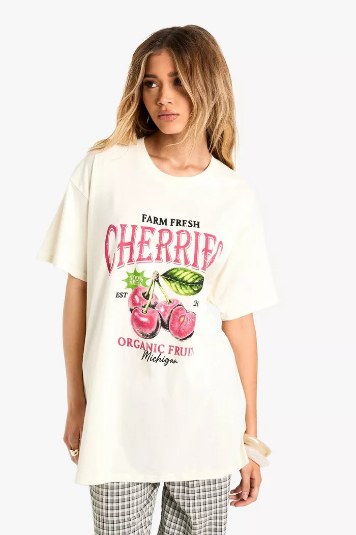 Cherries Oversized T-shirt | Boohoo.com (UK & IE)