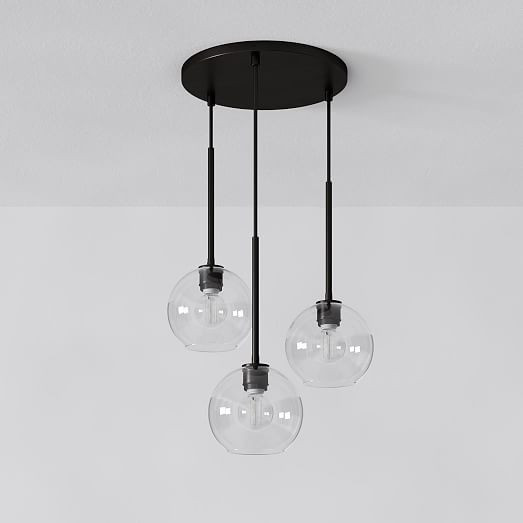 Sculptural Glass 3-Light Globe Chandelier - Clear | West Elm (US)