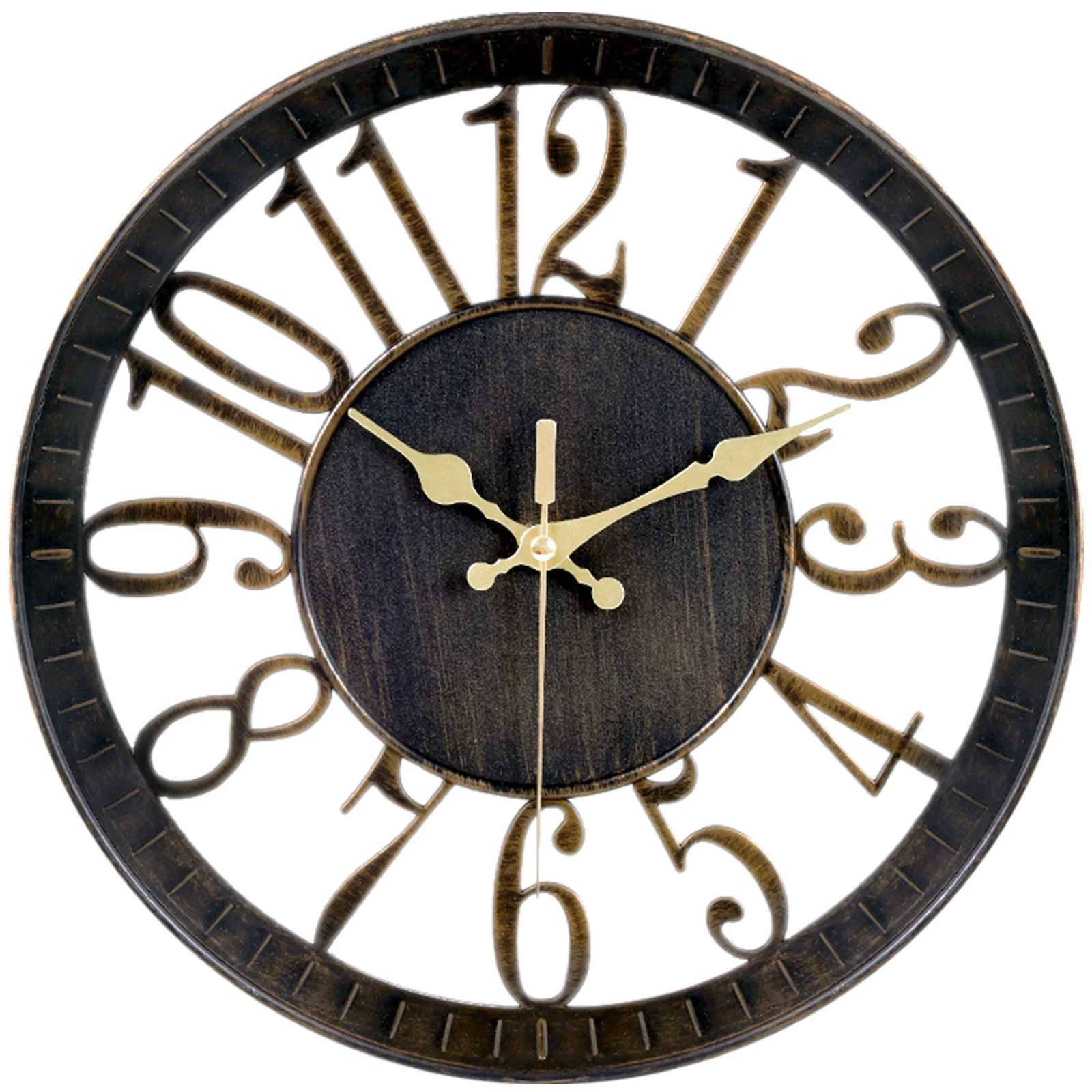 Vaupan Non-Ticking Silent Wall Clocks 12 inch Battery Operated Quartz Vintage Decor Clock, 3D Num... | Walmart (US)
