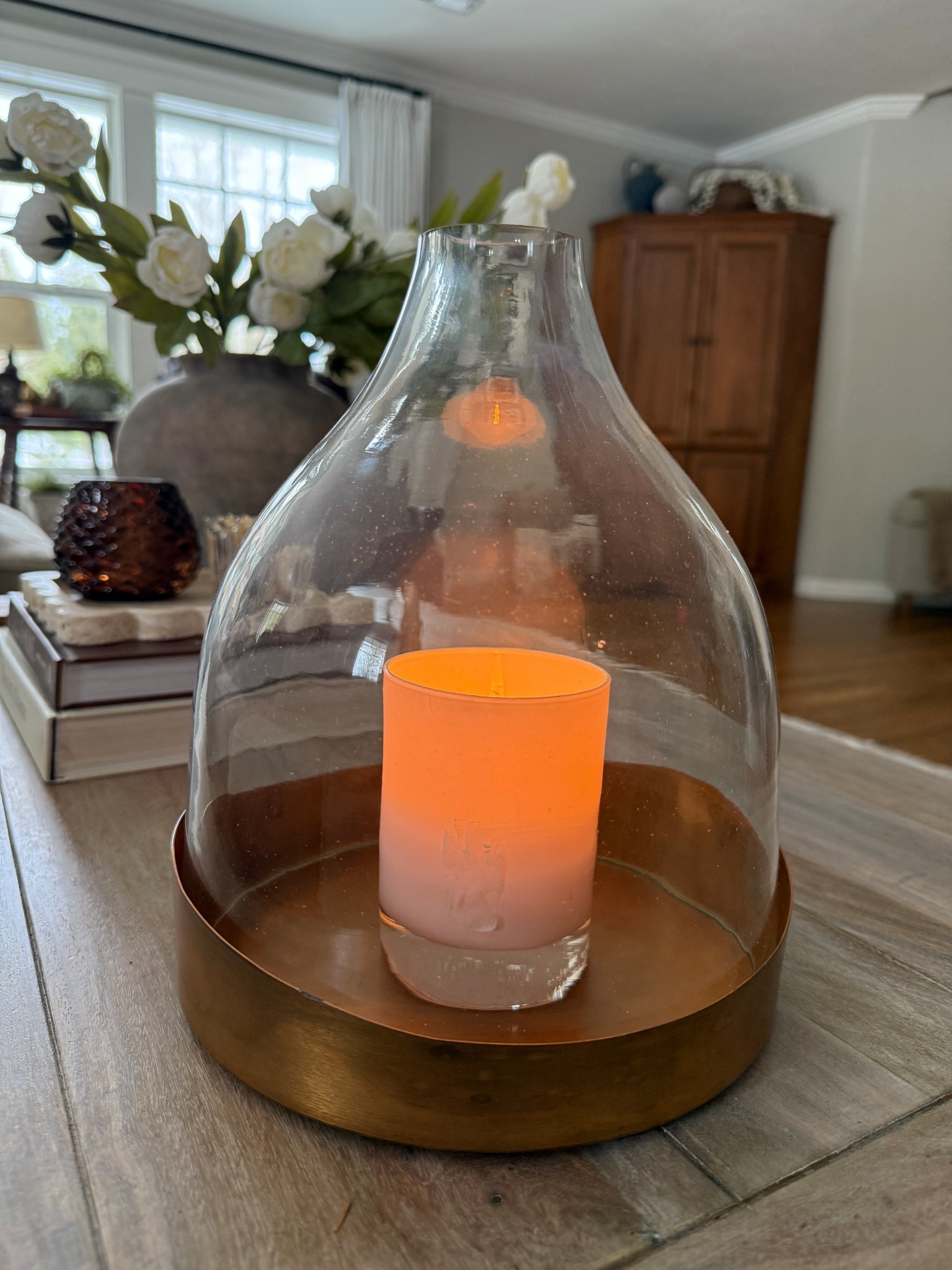 Love this new candle hurricane holder. It makes my candles burn so evenly and has such a pretty glow.