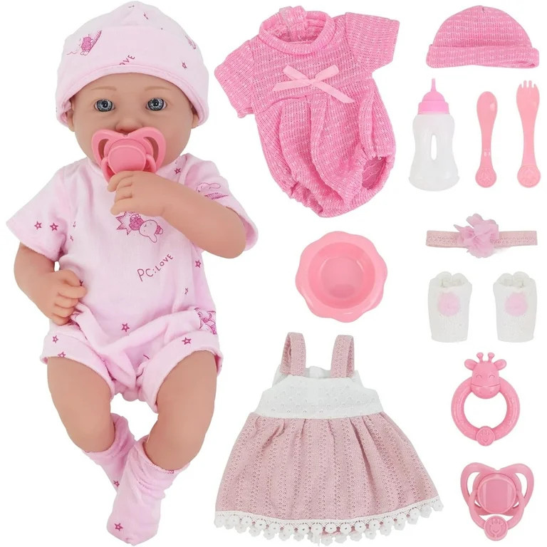 ZITA ELEMENT 14 Inch Baby Doll With Doll Clothes Accessories Set, Reborn Vinyl Body Baby Doll Pla... | Walmart (US)