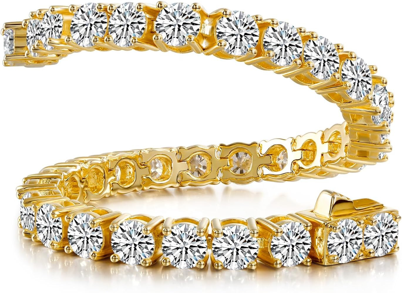 LANE WOODS Simulated Diamond Moissanite Tennis Bracelets for Women: 14K Gold Plated 925 Sterling ... | Amazon (US)