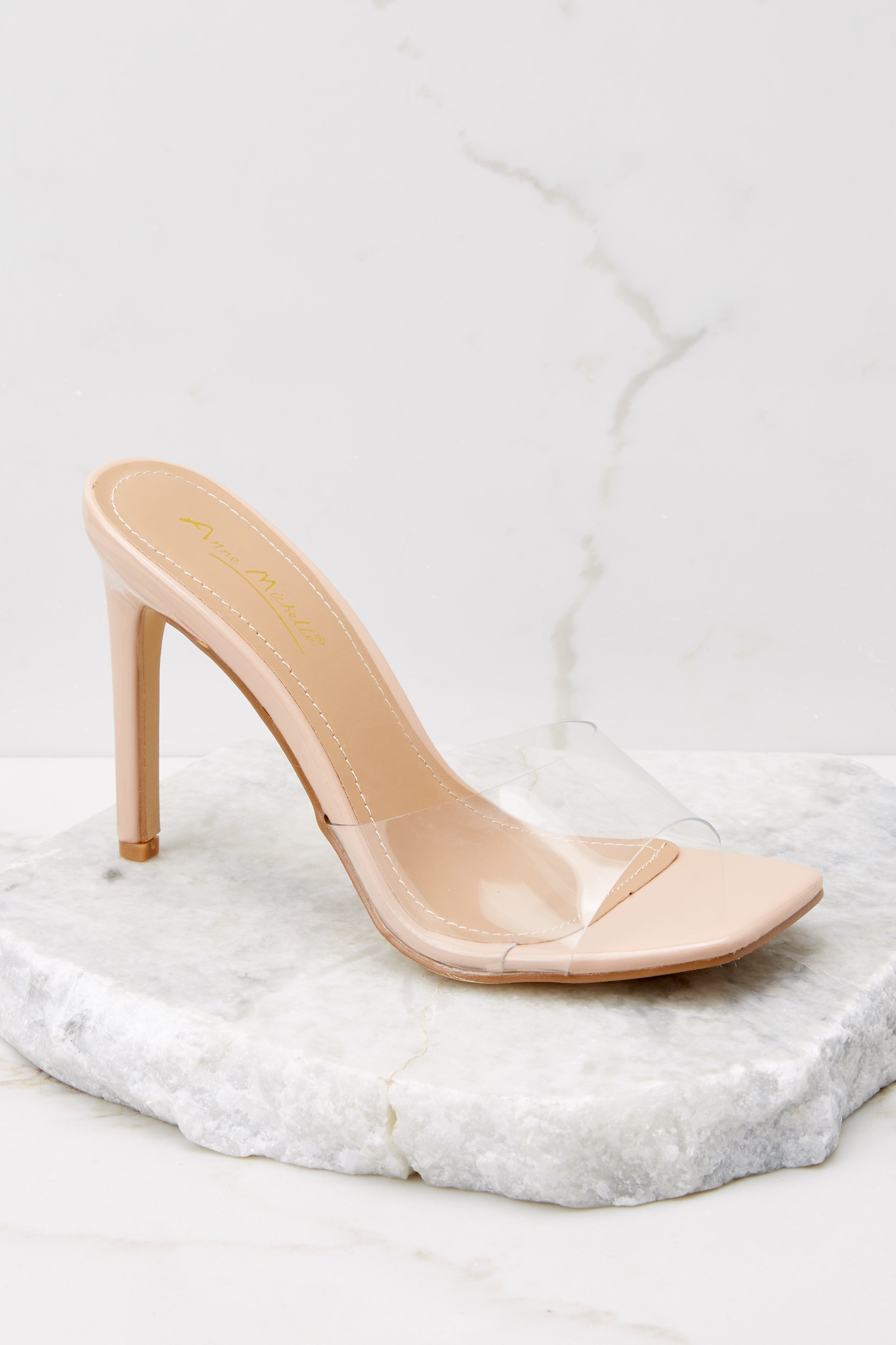 Tread Lightly Nude And Clear Heels | Red Dress 
