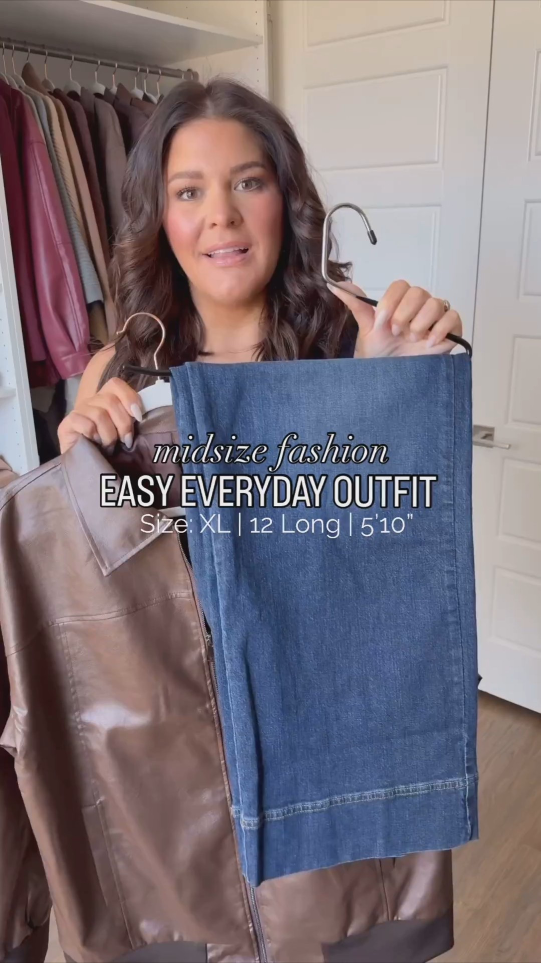 Can you believe this entire outfit is from Amazon?! These wide leg jeans are insane quality and fit me like a glove. And this faux leather jacket is something you can style a ton of different ways! 

Jacket: XL
Tee: Large
Jeans: 12 Long

millennial fashion, mom style, winter fashion, Amazon fashion, midsize style, midsize mom style, updating my wardrobe, trendy style, family photos outfit

#midsizefashion #midsizestyle #amazonfinds #amazonfashion #amazonmusthaves #stylereels #fashionreels #winterfashion

#LTKgrwm #LTKootd #LTKMidsize #LTKMidsize #LTKootd #LTKgrwm