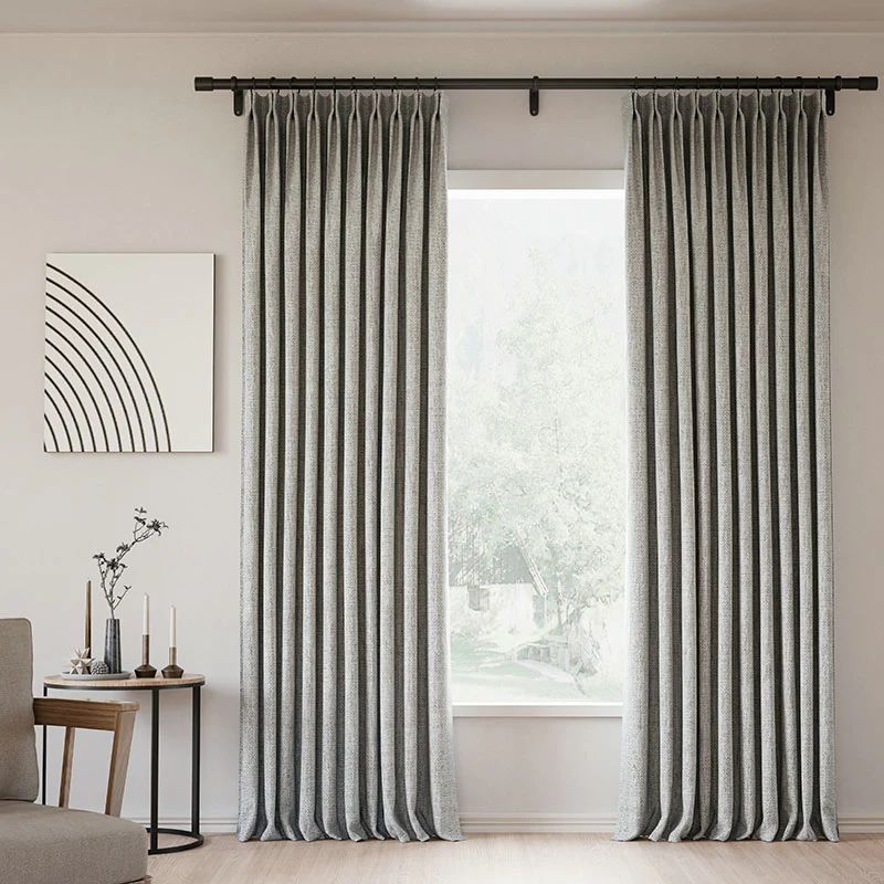 Rock Grey | Lille Linen Blackout Curtains Natural Modern Custom Drapes | Pleated | Homerilla