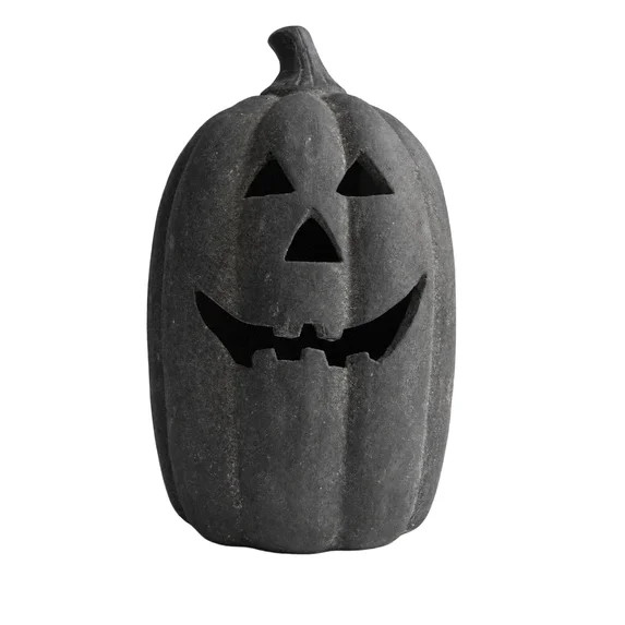 Halloween Decorations Light Up Pumpkin Jack O Lantern, Gray Handmade Resin Pumpkin Lantern with F... | Walmart (US)