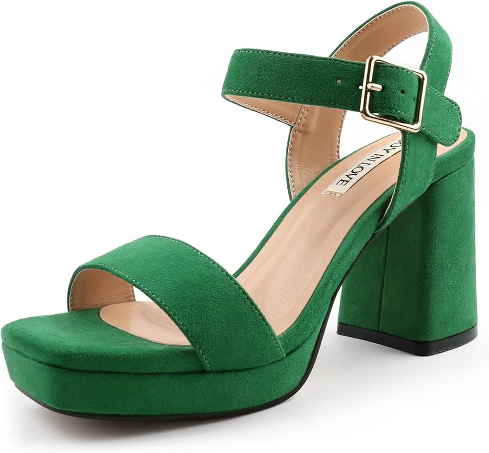 JOY IN LOVE Women's Chunky Platform High Heels Ankle Strap Block Heel Sandals | Amazon (US)